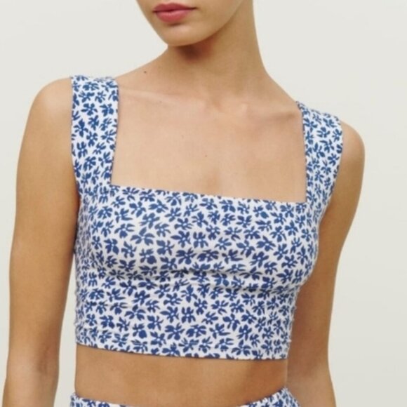 NWOT Reformation Rika Blue Floral Bombay Knit Top Women's Size L - Picture 14 of 14